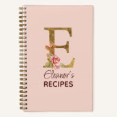 Aangepaste naam letter E Goud Blush Roze Rozen Rec Notitieboek (Voorkant)