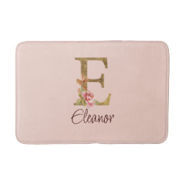 Aangepaste naam letter E goud folie blush roze roz Badmat