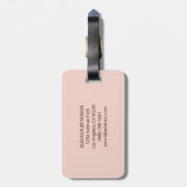 Aangepaste naam letter E Goud folie Blush Roze Roz Bagagelabel (Achterkant verticaal)