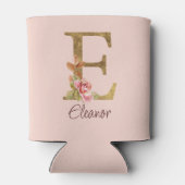Aangepaste naam letter E Goud folie Blush Roze Roz Blikjeskoeler (Achterkant)