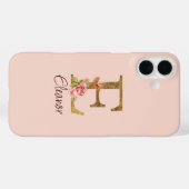 Aangepaste naam letter E Goud folie Blush Roze Roz Case-Mate iPhone Case (Achterkant (horizontaal))