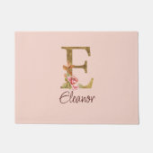 Aangepaste naam letter E Goud folie Blush Roze Roz Deurmat (Voorkant)
