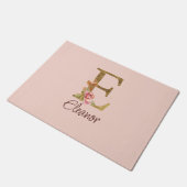 Aangepaste naam letter E Goud folie Blush Roze Roz Deurmat (Schuin)
