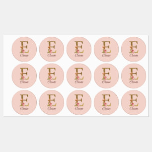 Aangepaste naam letter E Goud folie Blush Roze Roz Labels