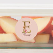 Aangepaste naam letter E Goud folie Blush Roze Roz Labels (Aangebracht)