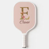 Aangepaste naam letter E goud folie blush roze roz Pickleball Paddle (Achterkant)