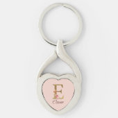 Aangepaste naam letter E Goud folie Blush Roze Roz Sleutelhanger (Voorkant)