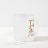 Aangepaste naam letter E goud folie roze rozen Matglas Koffiemok (Voorkant rechts)