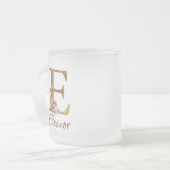 Aangepaste naam letter E goud folie roze rozen Matglas Koffiemok (Voorkant links)