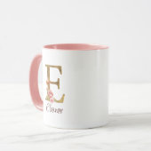 Aangepaste naam letter E goud folie roze rozen Mok (Voorkant links)