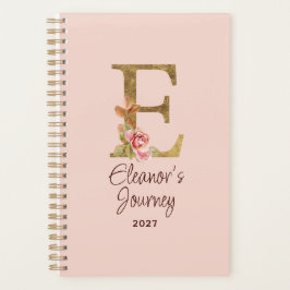 Aangepaste naam letter E goud folie roze rozen Planner