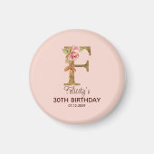 Aangepaste Naam Letter F Gold Blush Pink Roses Magneet (Voorkant)