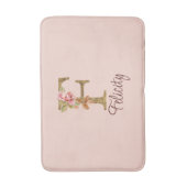 Aangepaste Naam Letter F Gold Folie Blush Pink Ros Badmat (Voorkant Verticaal)