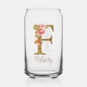 Aangepaste Naam Letter F Gold Folie Blush Pink Ros Blikvorm Glas (Voorkant)