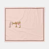 Aangepaste Naam Letter F Gold Folie Blush Pink Ros Fleece Deken (Voorkant (Horizontaal))