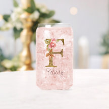 Aangepaste naam letter F goud folie blos roze roze