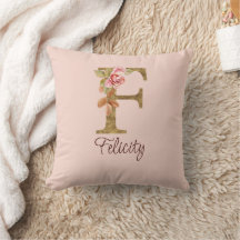 Aangepaste naam letter F goud folie roze rozen