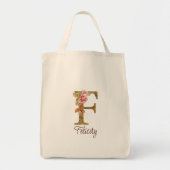 Aangepaste naam letter F goud folie roze rozen Tote Bag (Voorkant)