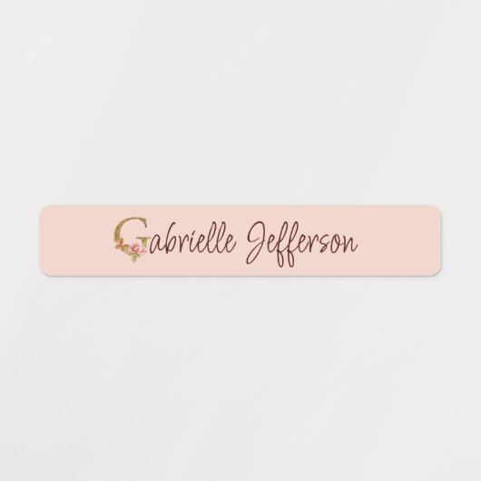 Aangepaste Naam Letter G Gold Folie Blush Pink Ros Labels (Design 2)