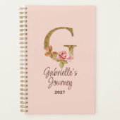Aangepaste Naam Letter G Gold Folie Blush Pink Ros Planner (Voorkant)