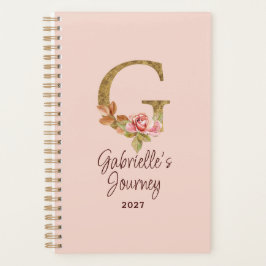 Aangepaste Naam Letter G Gold Folie Blush Pink Ros Planner