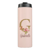 Aangepaste Naam Letter G Gold Folie Blush Pink Ros Thermosbeker (Voorkant)