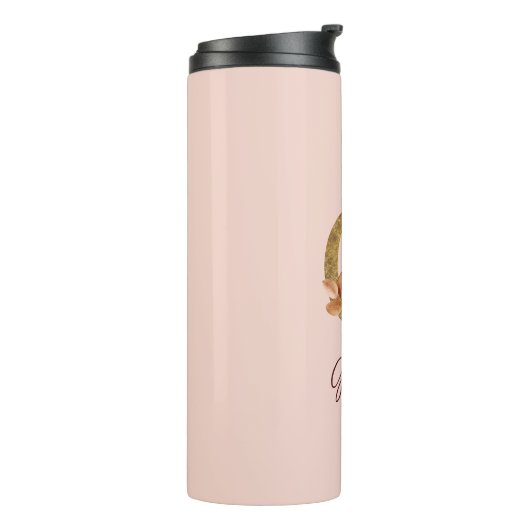 Aangepaste Naam Letter G Gold Folie Blush Pink Ros Thermosbeker (Gedraaid links)