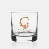 Aangepaste Naam Letter G Gold Folie Blush Pink Ros Whisky Glas (Voorkant)