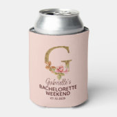 Aangepaste naam letter G goud blos roze rozen Blikjeskoeler (Blikje Voorkant)