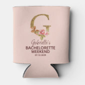Aangepaste naam letter G goud blos roze rozen Blikjeskoeler (Voorkant)