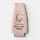 Aangepaste naam letter G goud blos roze rozen Flesjeskoeler (Voorkant)