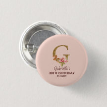 Aangepaste naam letter G goud blos roze rozen knop