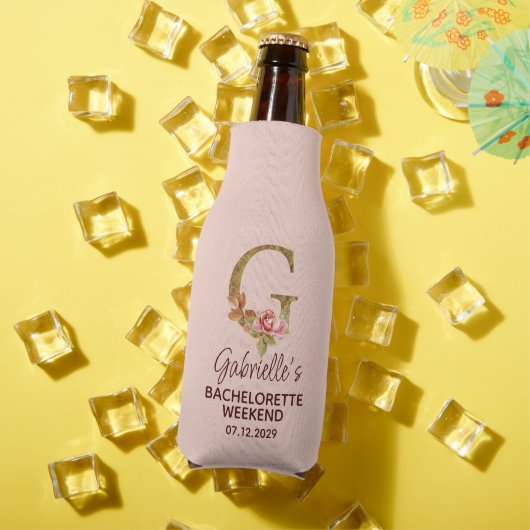 Aangepaste naam letter G goud blozend roze rozen Flesjeskoeler (Insitu Zomer)