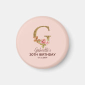 Aangepaste naam letter G Goud blozend roze rozen Magneet (Voorkant)