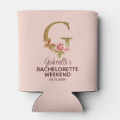 Aangepaste naam letter G Goud Blush Roze Rozen Blikjeskoeler (Achterkant)