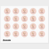 Aangepaste naam letter G Goud Blush Roze Rozen Ronde Sticker (Vel)