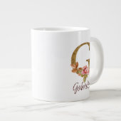 Aangepaste naam letter G goud folie blos roze roze Grote Koffiekop (Voorkant rechts)
