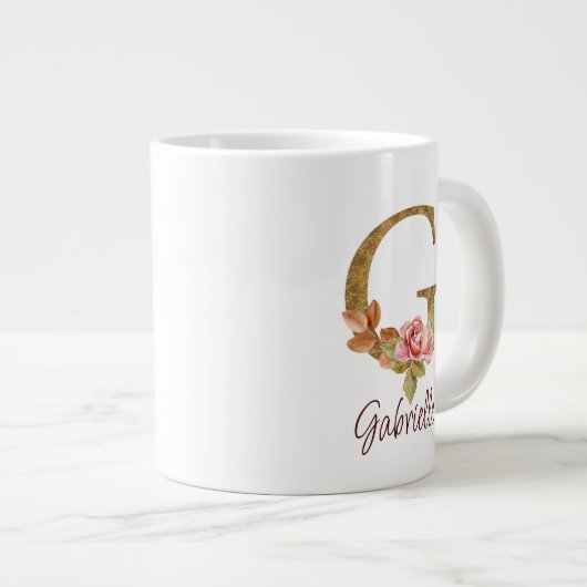 Aangepaste naam letter G goud folie blos roze roze Grote Koffiekop (Voorkant rechts)