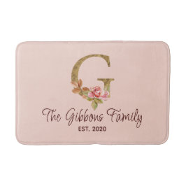 Aangepaste naam letter G Goud folie Blush Roze Roz Badmat