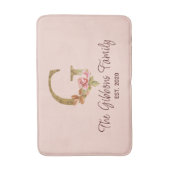 Aangepaste naam letter G Goud folie Blush Roze Roz Badmat (Voorkant Verticaal)