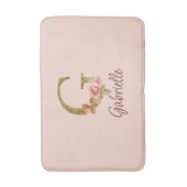 Aangepaste naam letter G goud folie blush roze roz Badmat (Voorkant Verticaal)