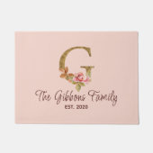 Aangepaste naam letter G Goud folie Blush Roze Roz Deurmat (Voorkant)