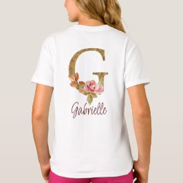 Aangepaste naam letter G Goud folie Blush Roze Roz T-shirt