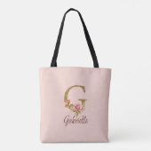 Aangepaste naam letter G Goud folie Blush Roze Roz Tote Bag (Achterkant)