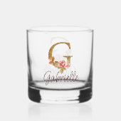 Aangepaste naam letter G Goud folie Blush Roze Roz Whisky Glas (Achterkant)