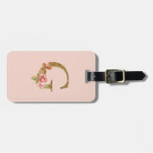 Aangepaste naam letter G goud folie roze rozen Bagagelabel (Voorkant horizontaal)