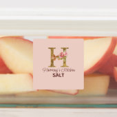 Aangepaste Naam Letter H Gold Blush Pink Roses Pan Labels (Aangebracht)