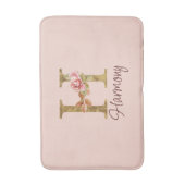 Aangepaste Naam Letter H Gold Folie Blush Pink Ros Badmat (Voorkant Verticaal)