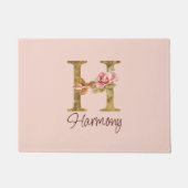 Aangepaste naam letter H goud folie blos roze roze Deurmat (Voorkant)