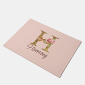 Aangepaste naam letter H goud folie blos roze roze Deurmat (Schuin)
